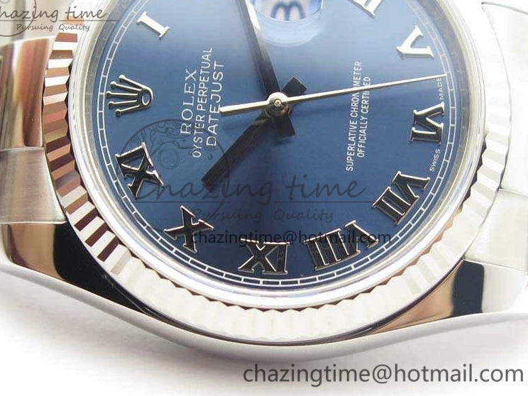 0211 DateJust 36mm SS 116234 ARF 1:1 Best Edition Blue Roman Dial Fluted On 904L SS Oyster Bracelet SA Supportive 3516